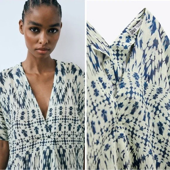 Zara Printed Kaftan Dress or Beach Cover Up - Picture 2 of 6